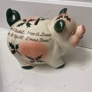 Vintage 1950s KREISS & Co. Holly Berry PIG With Christmas Poems PIGGY BANK